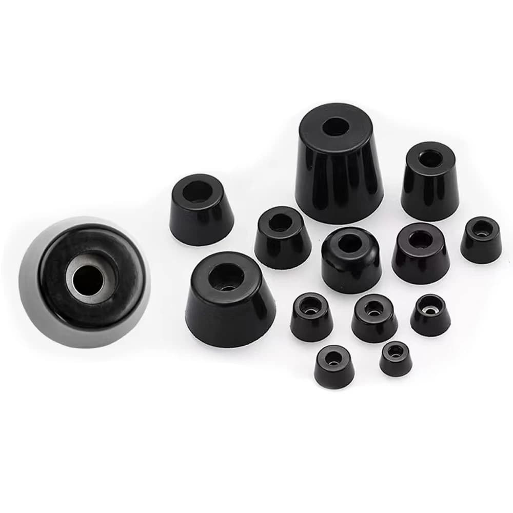 50/10 pezzi piedini in gomma nera antiscivolo mobili macchinari piede tavolo gamba armadio cuscinetto inferiore con rondella guarnizione in acciaio inossidabile