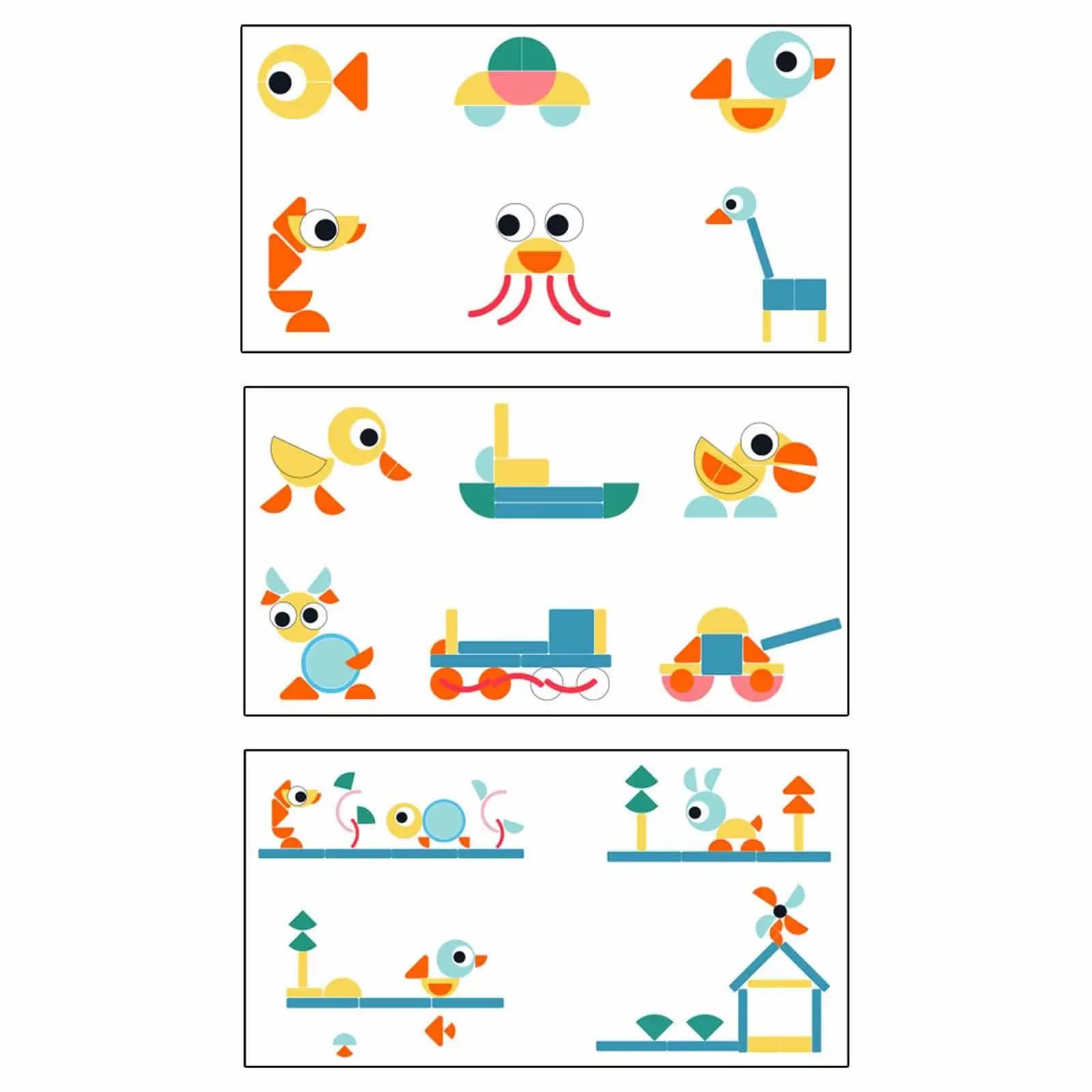 Puzzle Tangram Multicolore in Legno per Bambini, Gioco Educativo per l'Apprendimento Prescolare
