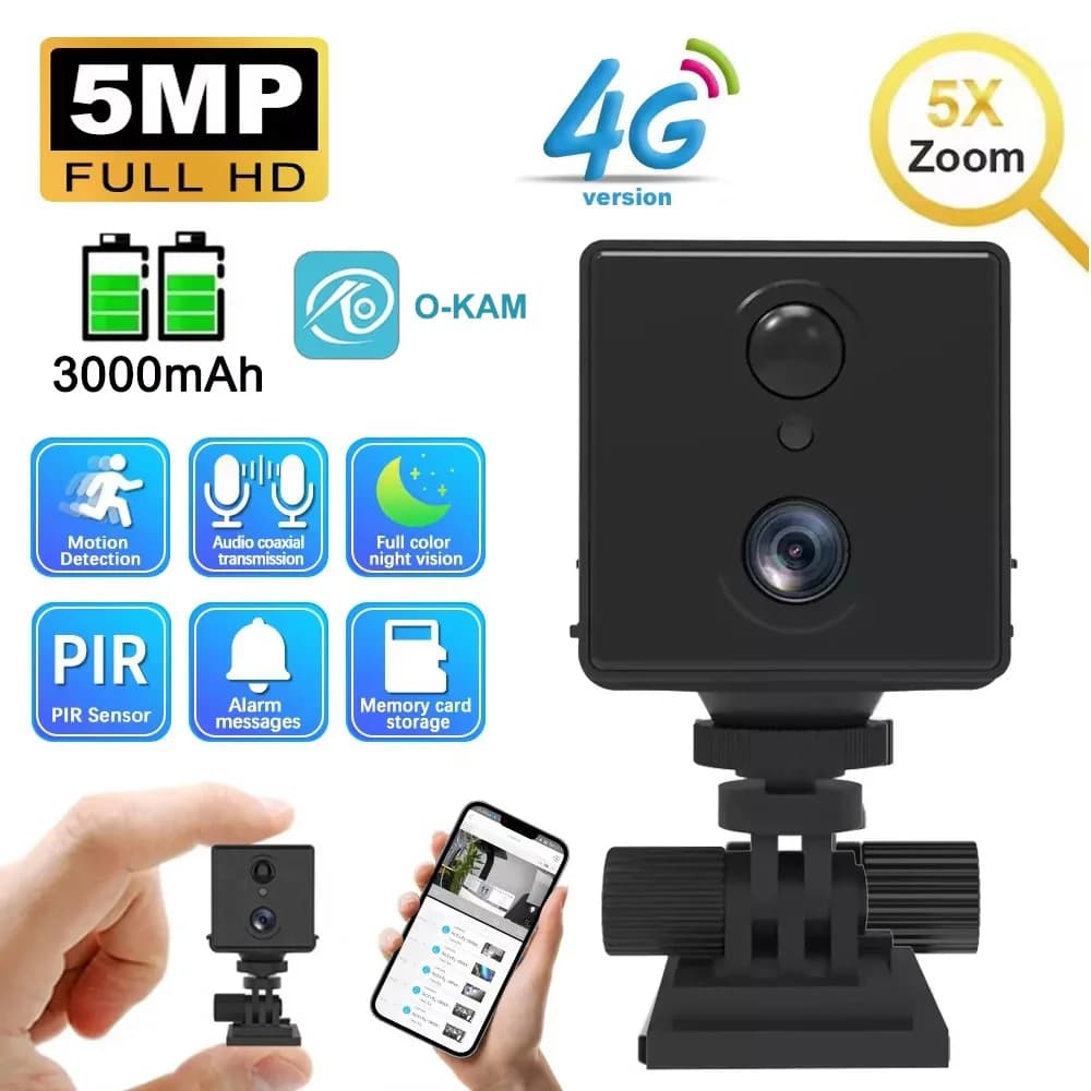 Telecamera CCTV 128G Scheda SIM 5MP 4G o telecamera di sorveglianza Wifi Telecamera IP di sicurezza per bambini 6XZoom Telecamera domestica alimentata a batteria da 3000 mAh