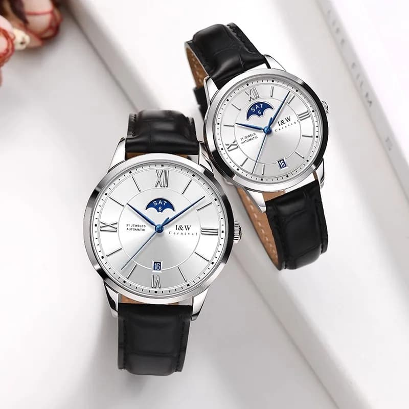 CARNIVAL Orologi meccanici da donna Orologio da donna con movimento automatico con calendario in zaffiro di lusso di marca da donna Montre Femme