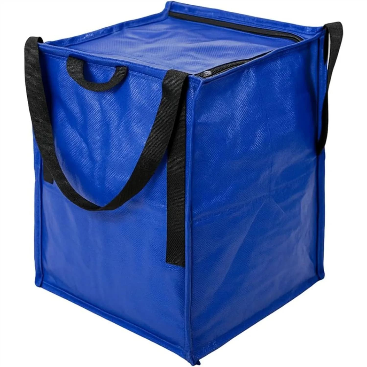 Borsa portaoggetti resistente con cerniera superiore, 22 galloni, in polipropilene intrecciato robusto, borsa per traslochi riutilizzabile con design autoportante