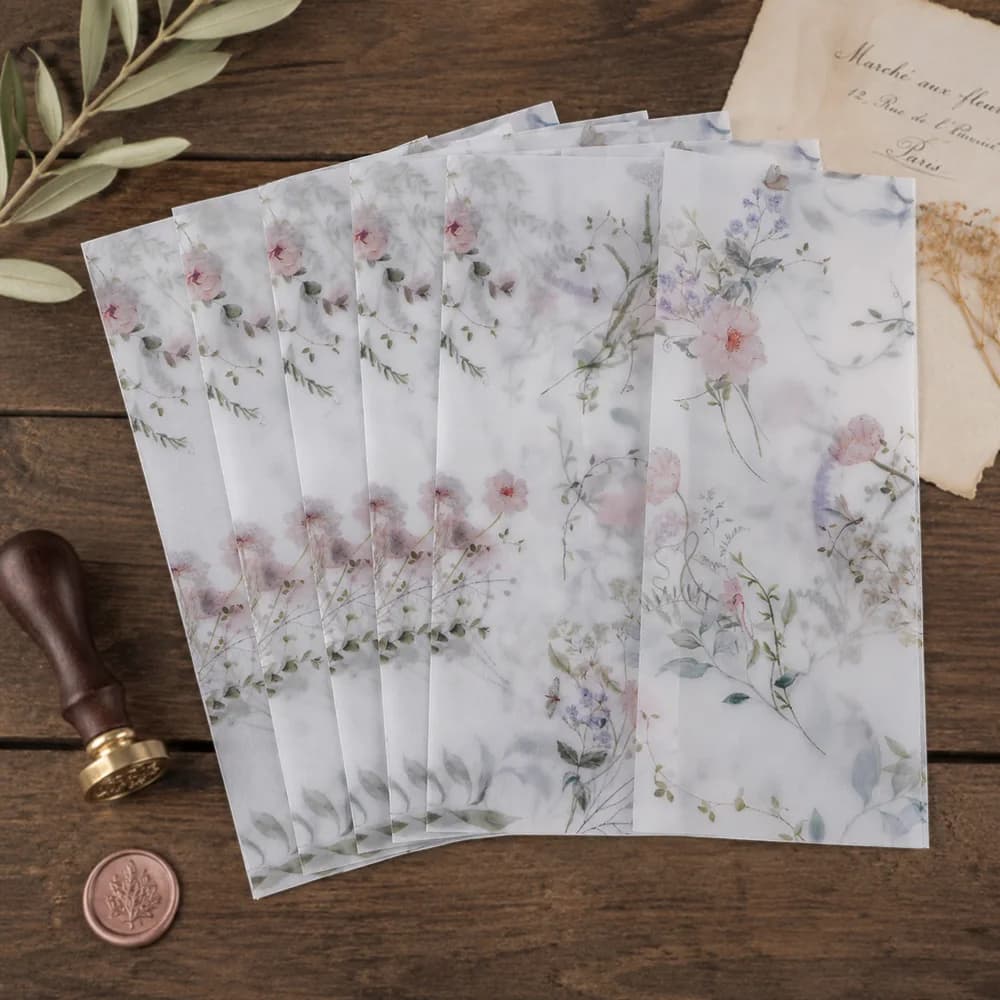 20/50pcs Vellum Wrap with Watercolor Wildflowers,DIY Vellum Fold Envelope,Modern Floral Vellum Jacket,for Wedding Invitations