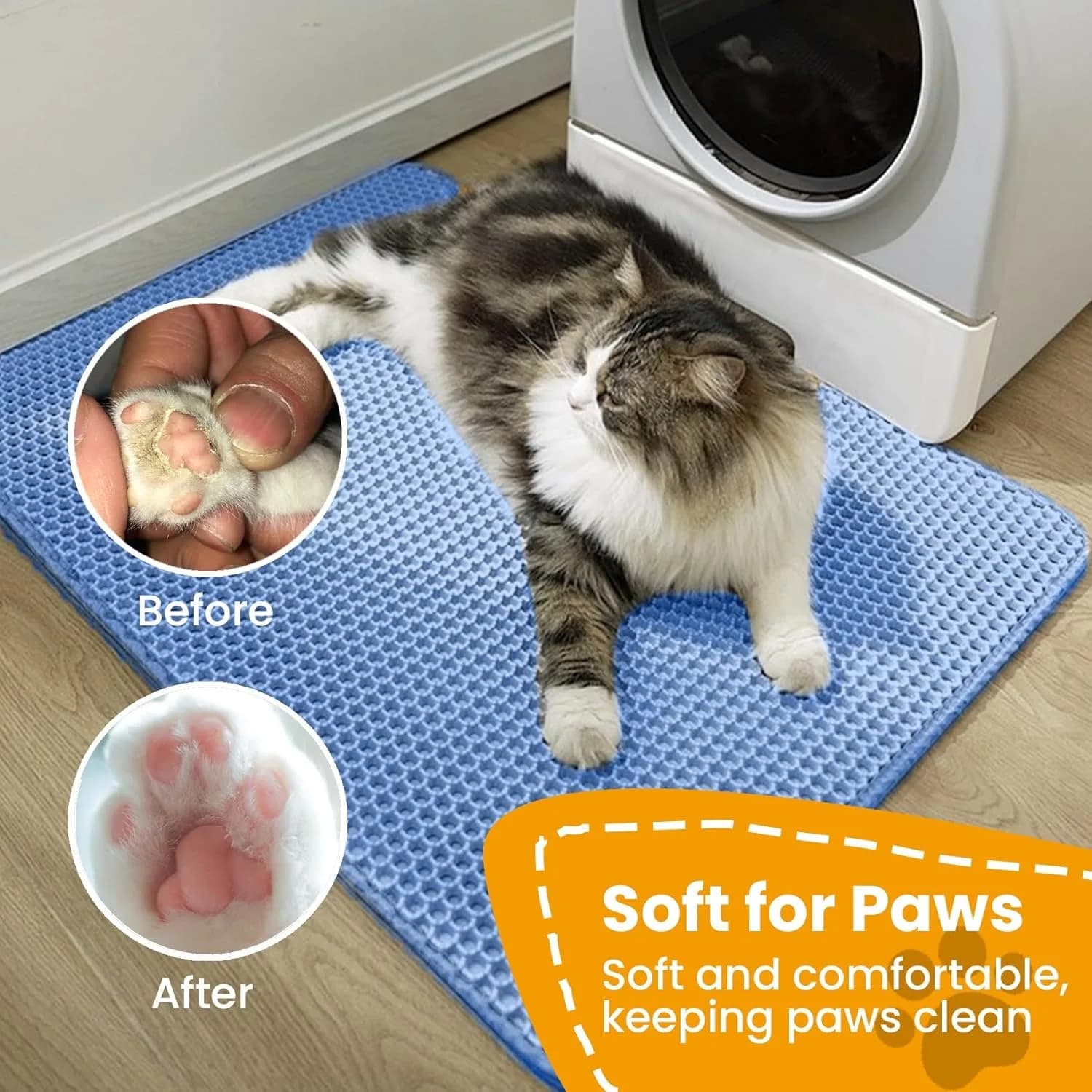 Tappetino per Lettiera Gatti a Doppio Strato, Antiscivolo, Grande, Resistente all'Usura, Impermeabile, con Filtro per Lettiera
