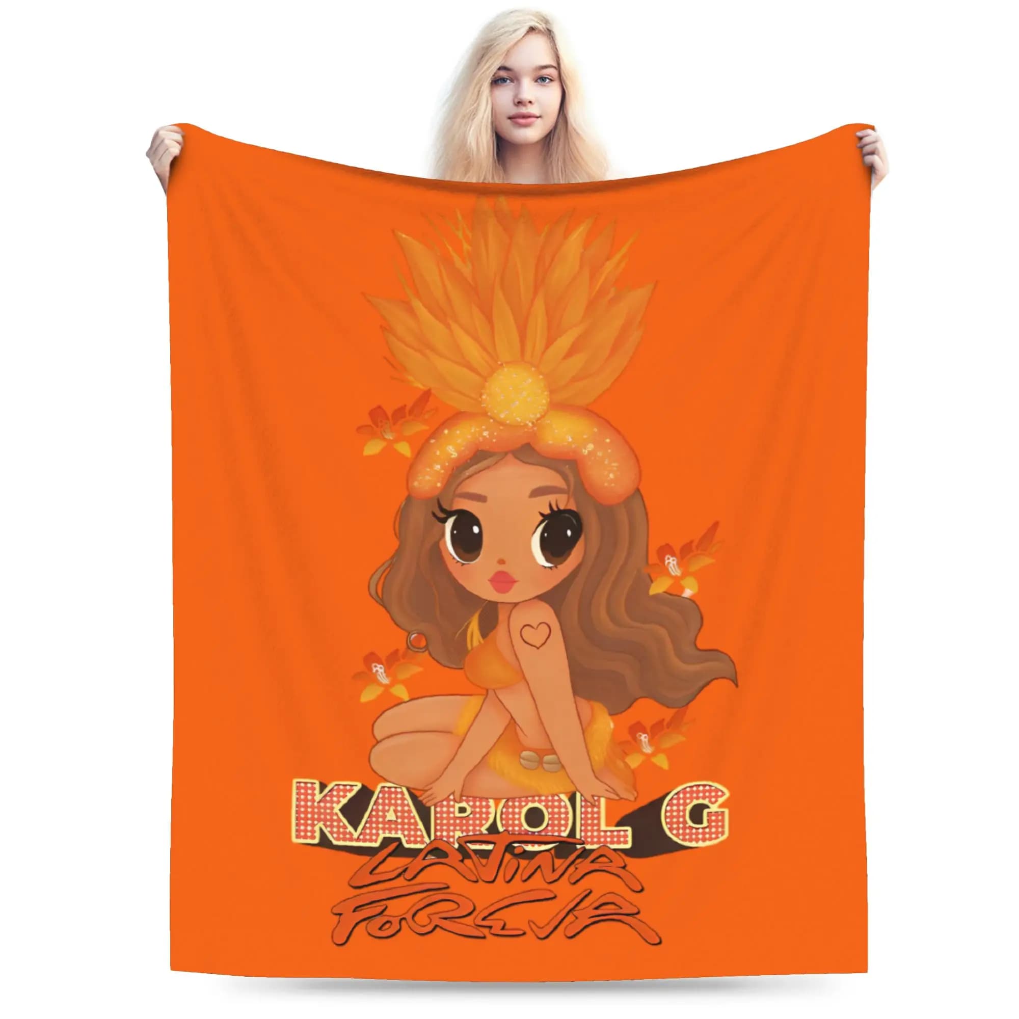 Karol G Tropicoqueta Album Coperta in pile di corallo Peluche stampato Multifunzione Coperte calde per biancheria da letto Trapunta per auto