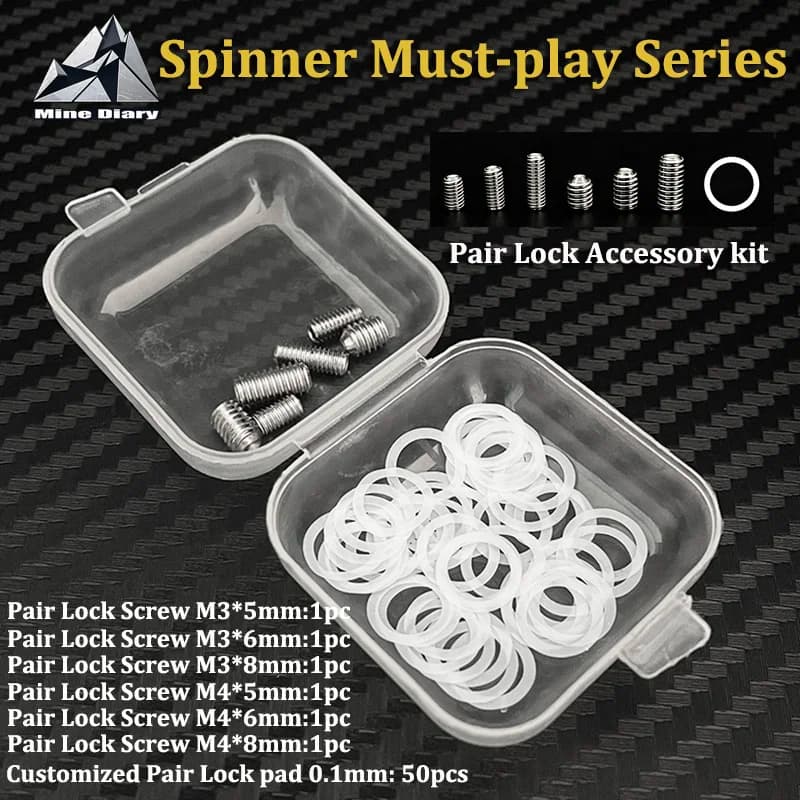 Accessori per Fidget Spinner EDC: Coppia di Guarnizioni di Bloccaggio e Viti Centrali M3&M4 per Giroscopio da Dito