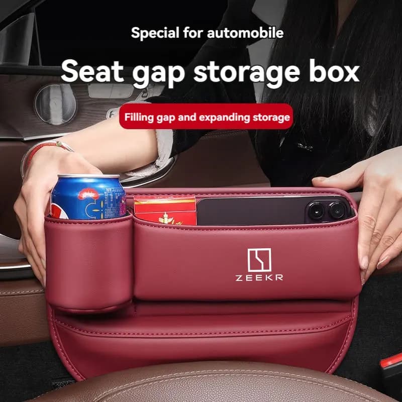 Organizer in Pelle per Auto Zeekr 7X 001 X 009 9X 8X 007 2024 2025 2026, Borsa per Spazio tra i Sedili con Portabicchieri, Accessorio Interno