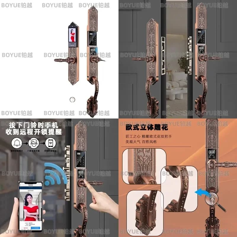 Smart Door Lock with 3D Face Recognition and Fingerprint Scanner Visual Peephole Camera Automatic Anti Theft Security for