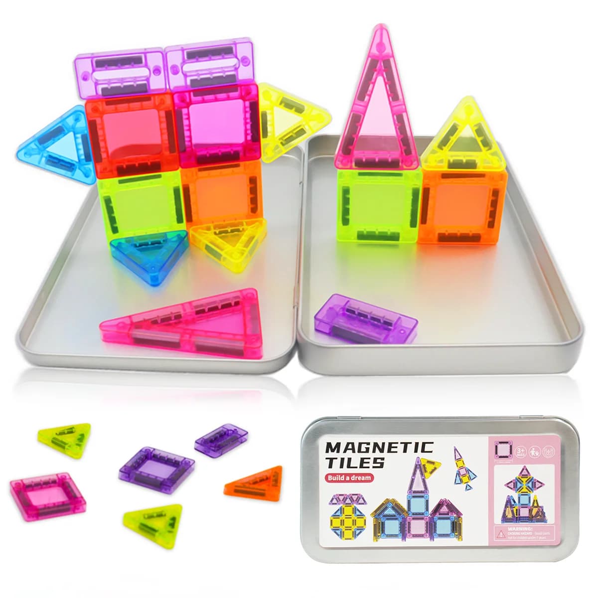 Mini Magnetic Building Blocks for Children, Portable Magnetic Toys with Bright Colors and Fun Designs, Birthday and Holiday Gift