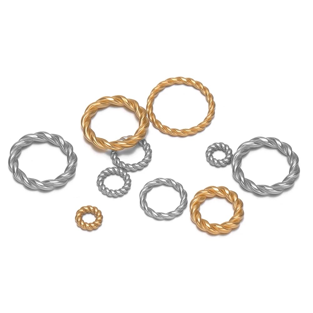 20-50pcs Stainless Steel Twist Rope Circle Connector Closed Split Jump Rings for DIY Jewelry Necklace Making Bracelet Supplies