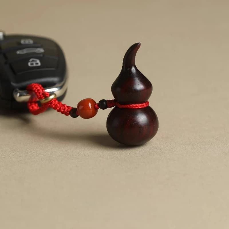 Ciondolo a forma di piccola zucca Fu Lu in palissandro a foglia piccola, portachiavi per auto, portachiavi per borsa, chiavetta USB, catena per telefono, ornamento creativo da appendere, regali