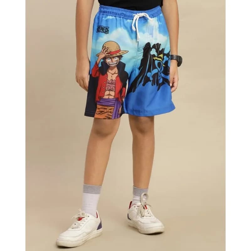 2026 Summer One Piece Monkey D. Luffy Print Quick Dry Shorts Men Anime Beach Board Shorts Casual Breathable Sports Swim Trunks