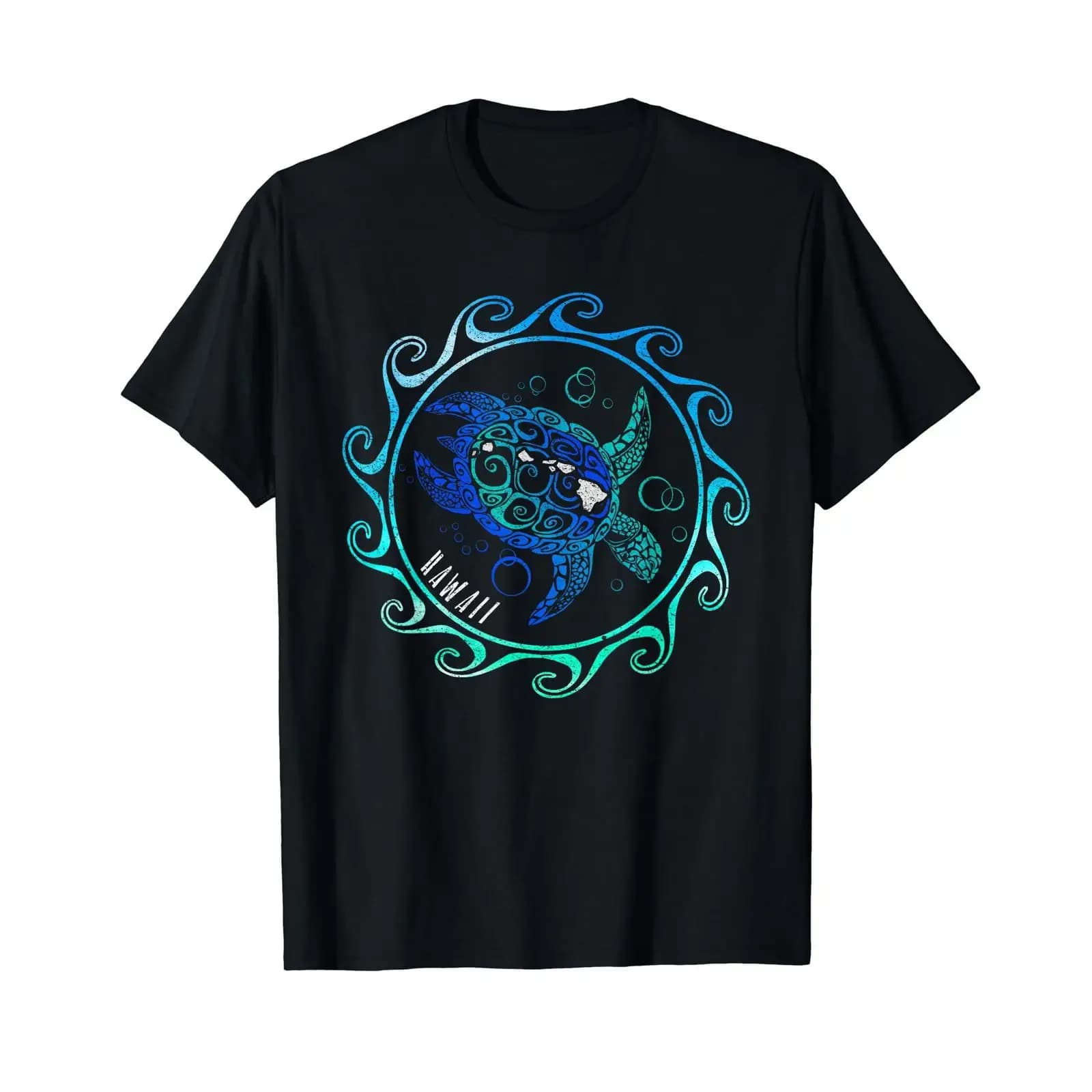 Hawaii Honu Sea Turtle Sun Ring Tribal T Shirt vintage Washed fashion Versatile streetwear Top For Everyday Wear graphic