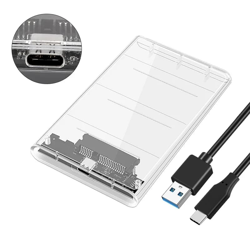 Type C 3.1 usb 3.0 mini 2.0 External Hard Drive Enclosure 2.5 inch SATA to USB3.0 UASP Clear Hard Drive Case HDD Box