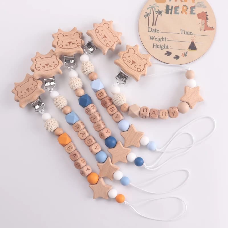 Nuovi clip per ciuccio per bambini Massaggiagengive Giocattoli Porta capezzoli fittizi Catena per clip Accessori per neonati Regali per neonati personalizzati