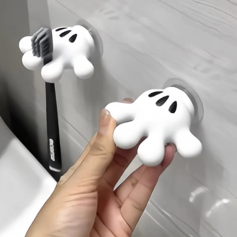 1 portaspazzolino, Mickey Palm, simpatica ventosa per asciugamano da bagno, gancio multifunzionale, gancio senza traccia, avvolgimento cavo dati mac