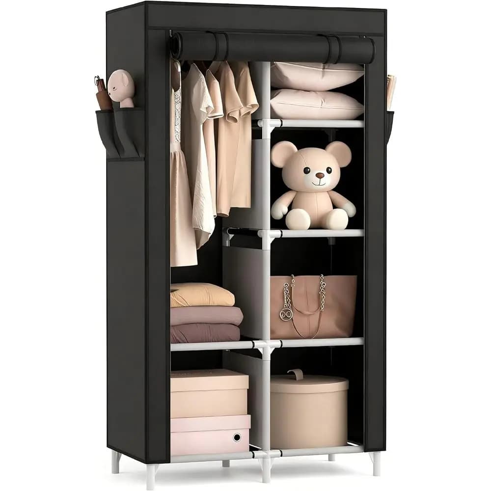 Organizer Armadio Salvaspazio Self-supporting with 6 shelves, 1 Auction and 4 Bedroom Pockets