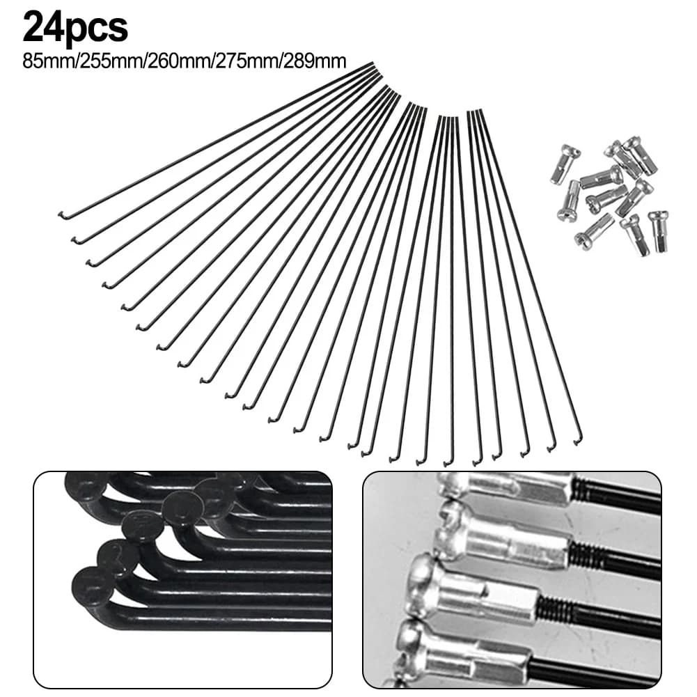 24Pc Raggi Della Bicicletta Mountain Bike Ruota Raggi In Acciaio Con Capezzoli 255/275/289MM 0.2 centimetri Per Il Cerchio Dimensioni 27.5/26/29In Accessori Bici