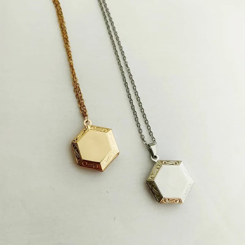 1pc Hexagon Photo Frame ciondolo Cute Charms Floating medaglione Picture collana donna ragazze Family Memorial Jewelry