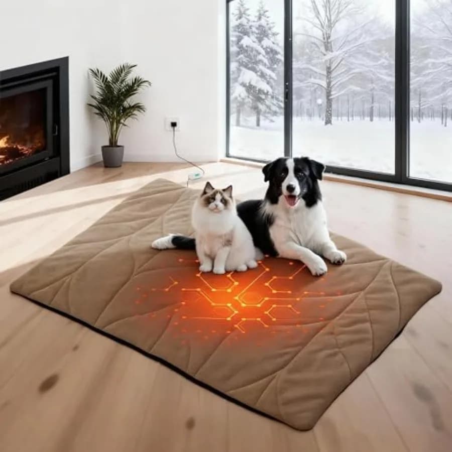 Tappetino Riscaldante per Cani 31"x20" - Tappetino Elettrico Impermeabile e Cuccia per Animali Domestici per Uso Interno ed Esterno, Cavo Resistente ai Morsi, Lavabile in Lavatrice