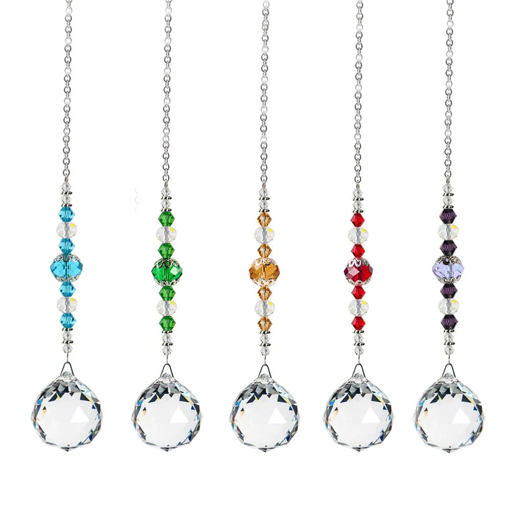 Sfera di cristallo Suncatcher prisma Chakra colori Rondelle perline ciondolo arcobaleno Suncatcher decorazione del giardino di casa