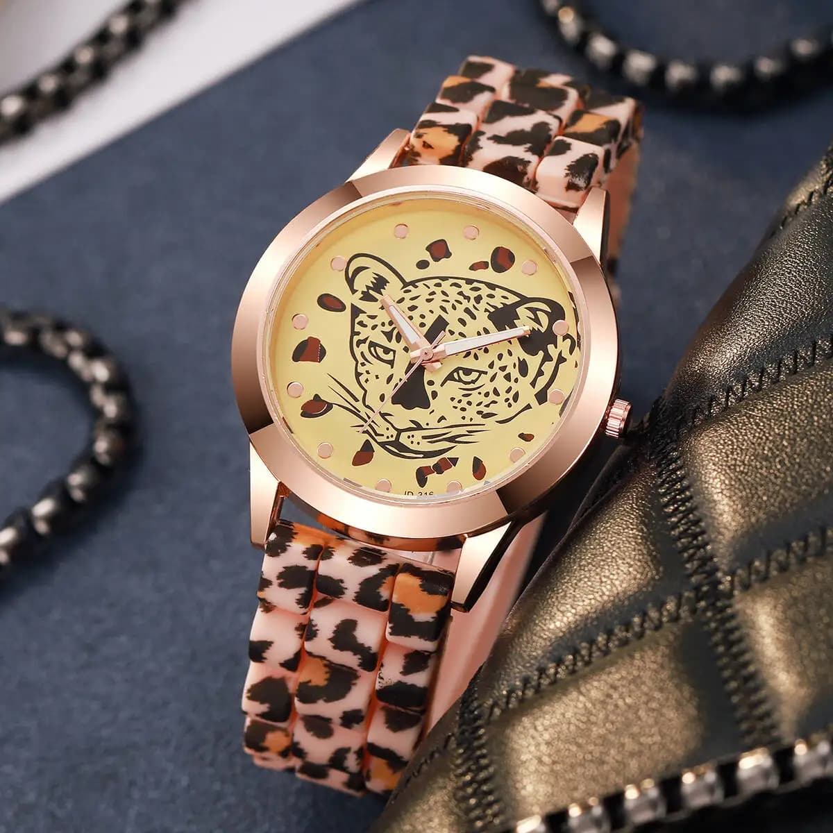 Orologi da donna stampati leopardati alla moda Orologio da polso al quarzo da donna con cinturino in silicone casual Reloj Mujer (senza scatola)