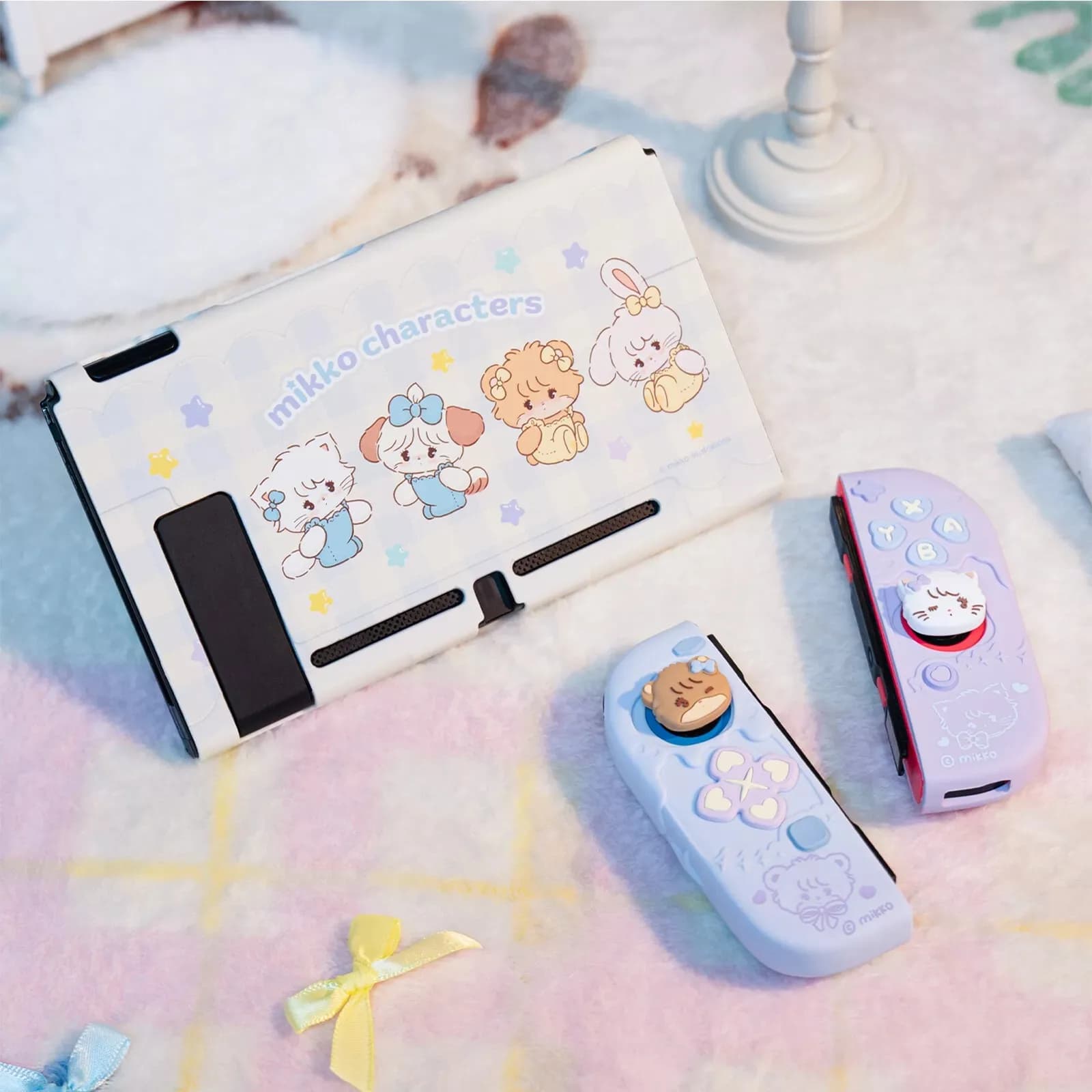 GeekShare Mikko Sweet Thoughts Thumb Grip Caps JoyCon Cover Scatola di carte da gioco Custodia protettiva per Nintendo Switch/OLED