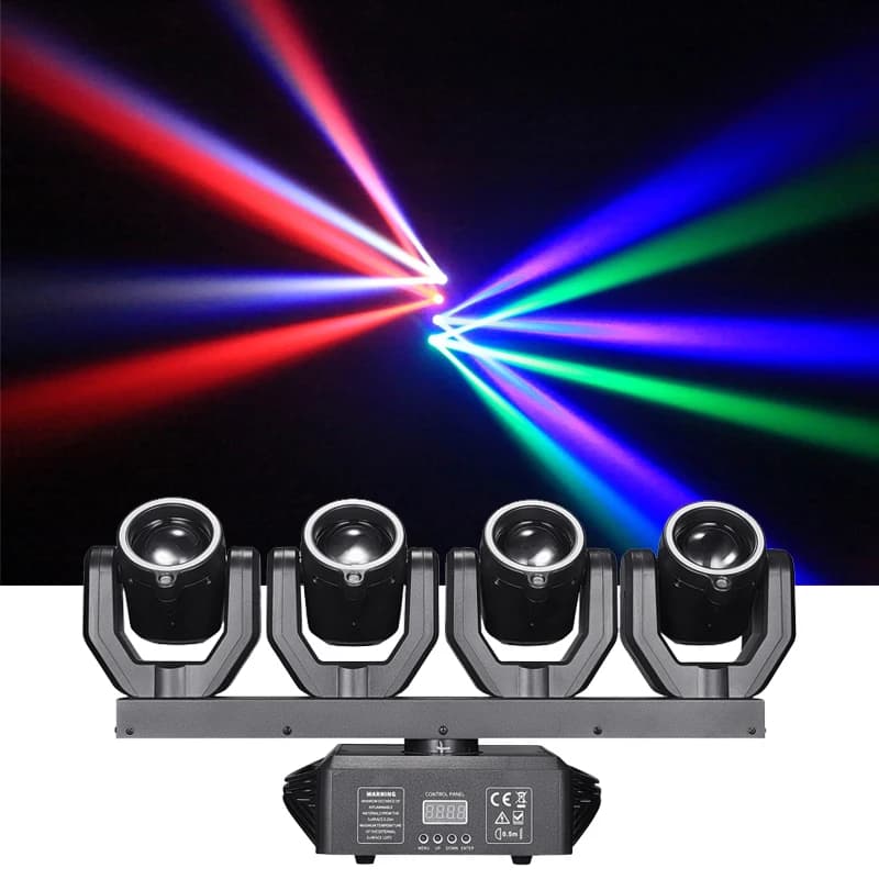 Luce a testa mobile con fascio a colori a quattro teste LED 150W RGBW Controller DMX Luce ad effetto laser da palco per matrimoni in discoteca