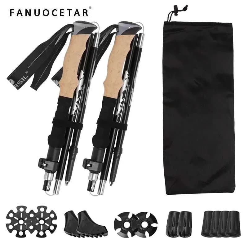 Trekking poles Fanuocetar Lightweight and foldable trekking poles for snowshoes Backpacking equipment Pair of 2 walking sticks for hiking