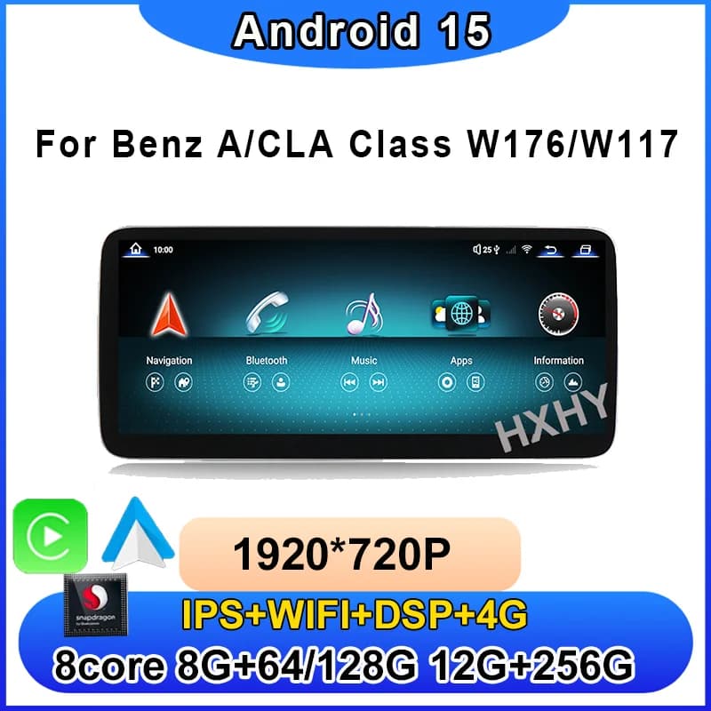 Qualcomm 12.8 pollici Android 15 8Core 12 + 256G Autoradio Multimediale Per Mercedes Benz Classe A W176 /GLA X156 / CLA C117 2013 - 2018