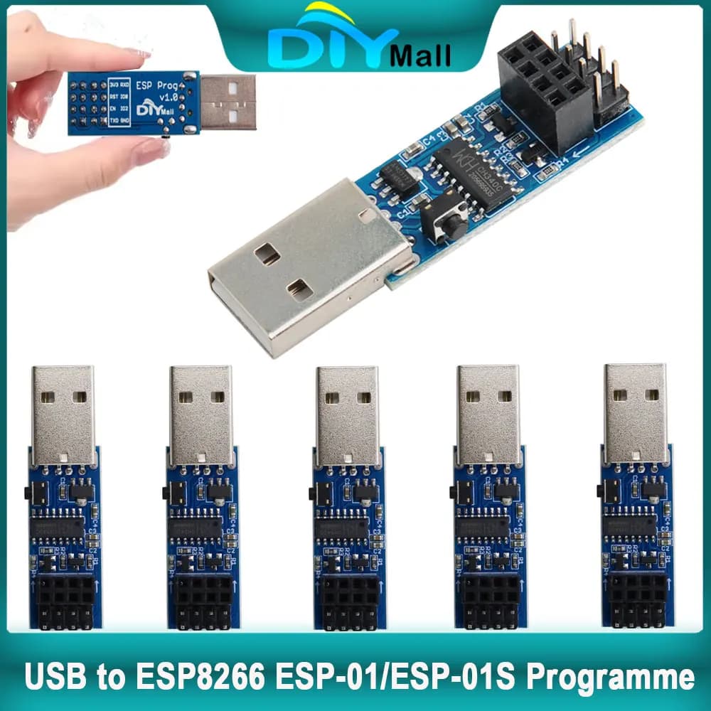 Programmatore da USB a ESP8266 ESP-01/ESP-01S con circuito di download automatico Modulo WiFi Lampeggiatore per progetti Arduino IoT Funzione RESET