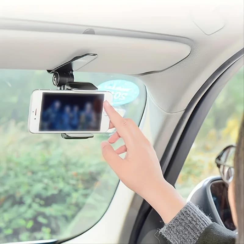Drive with Our Universal Sun Visor Phone Mount - 360 Rotating Car Phone Holder Compatible with All Smartphones