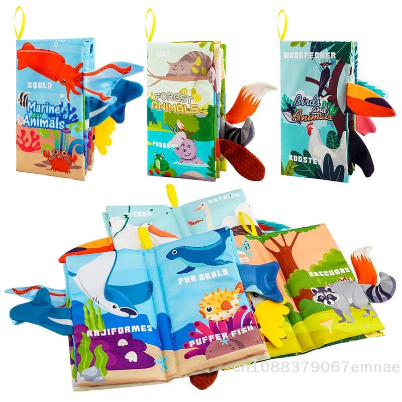 [ZYAS] Libri e Giocattoli per Neonati 0-6 Mesi, Libri Morbidi in Tessuto con Suoni e Texture, Giocattoli per Neonati e Bambini da 0-3-6-12-18 Mesi