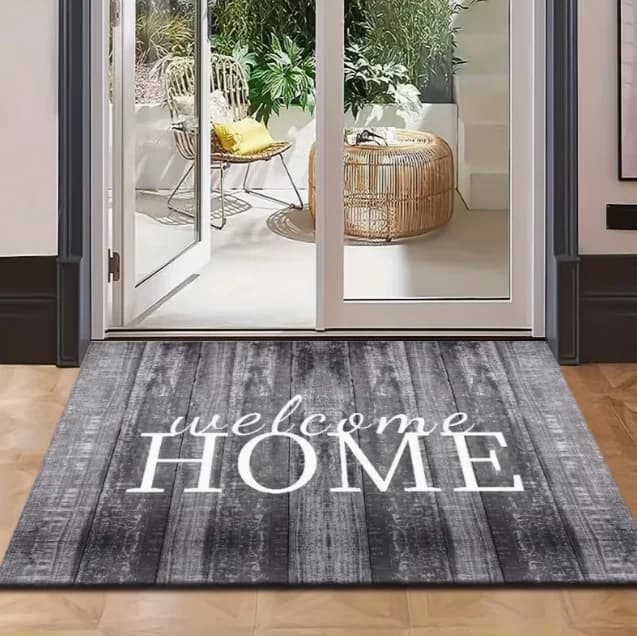 Welcome Carpet with Rectangular Pattern for Exterior and Interior, Anti-slip Mat for Home and Garden Decoration