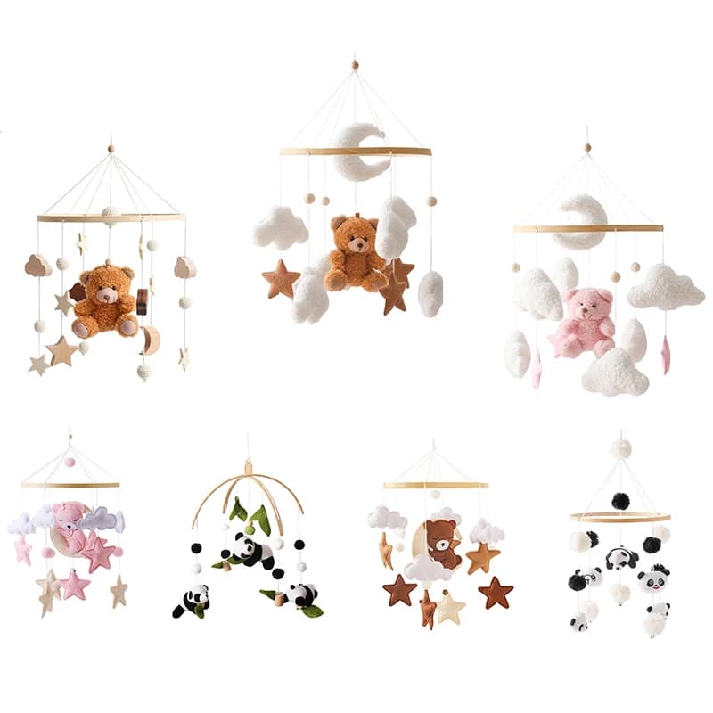 Culla Orso cartone animato Sonaglio mobile Giocattolo da gennaio a dicembre Letto sospeso Campana Neonato Giocattolo lenitivo Giocattolo musicale in movimento Regalo per bambini