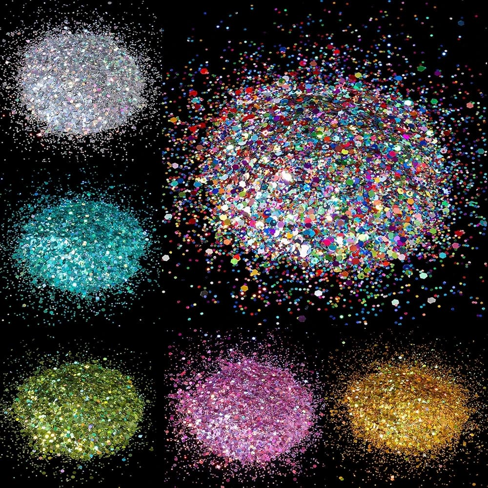 50g olografica esagonale grosso glitter resina epossidica riempitivo scaglie laser paillettes scintillanti per fai da te resina epossidica nail art otturazioni