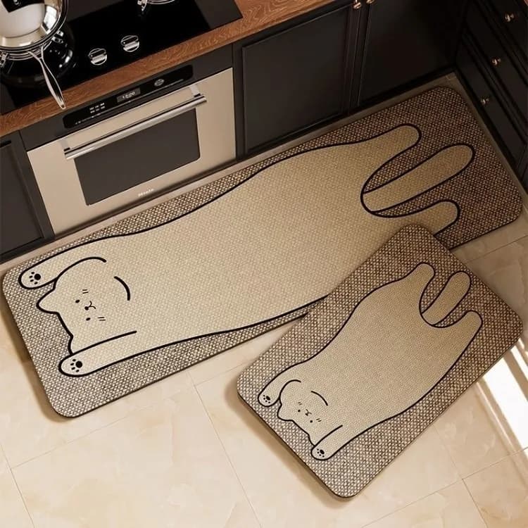 Tappetino da cucina Tappeto impermeabile Tappeto in pelle PVC Tappetini antiscivolo Modello gatto Design Decorazioni per la casa Tappeti alfombra de cocina