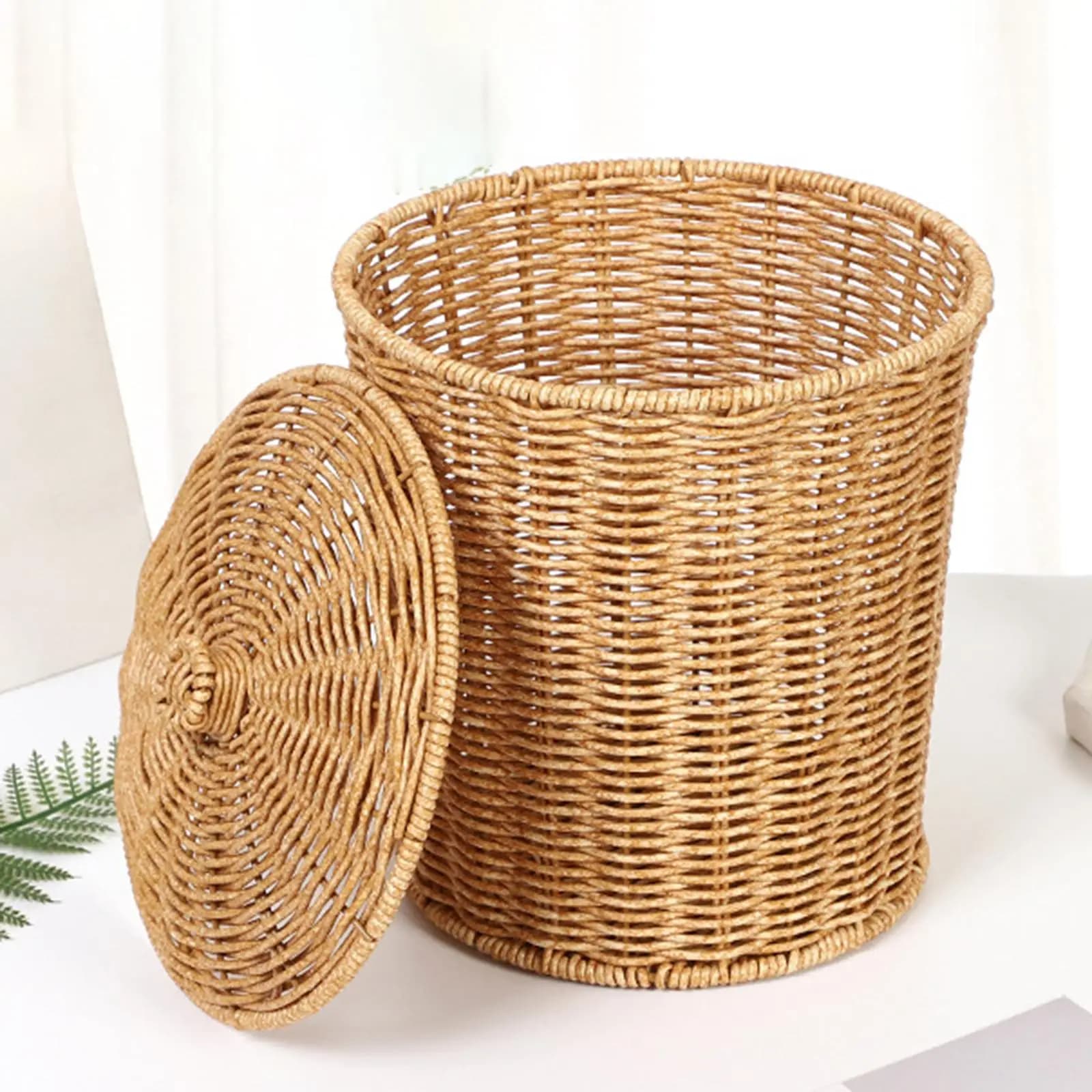 Imitation Rattan Basket Laundry Hamper Decorative Basket Toys Bin Laundry Basket Bins for Playroom Bedroom Laundry Room Toys