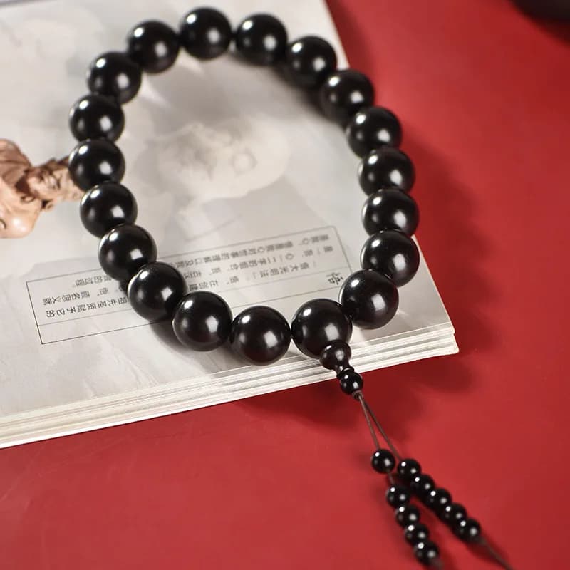 Buddhist Rosary Ebony Purple Sandalwood Handheld Car Hanging Rearview Mirror Wooden Pendant Bracelet