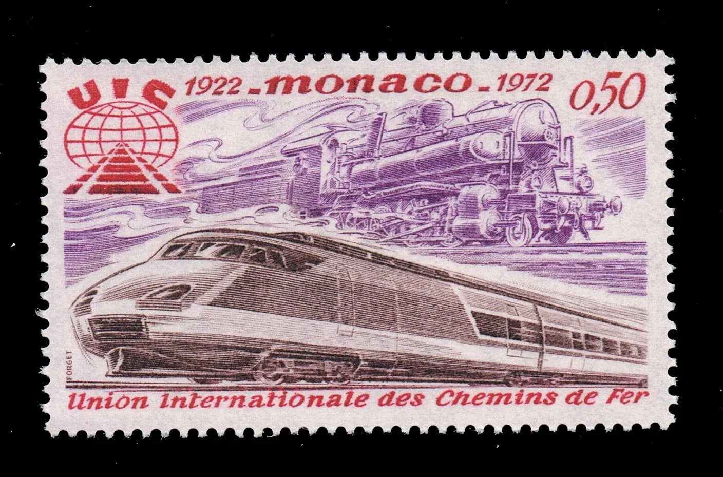 1Pcs/Set New Monaco Post Stamp 1972 International Union of Railways Engraving Stamps MNH