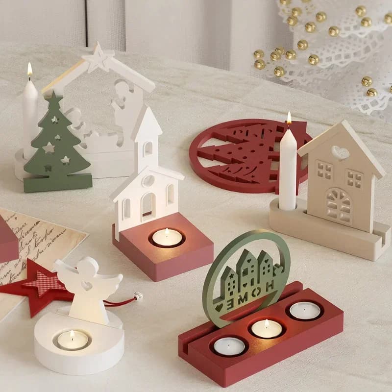 Stampi per Portacandele di Halloween e Natale, Ultimo Modello, Stampi in Cemento per Candele Fai-da-Te, Ornamenti Natalizi in Resina e Gesso