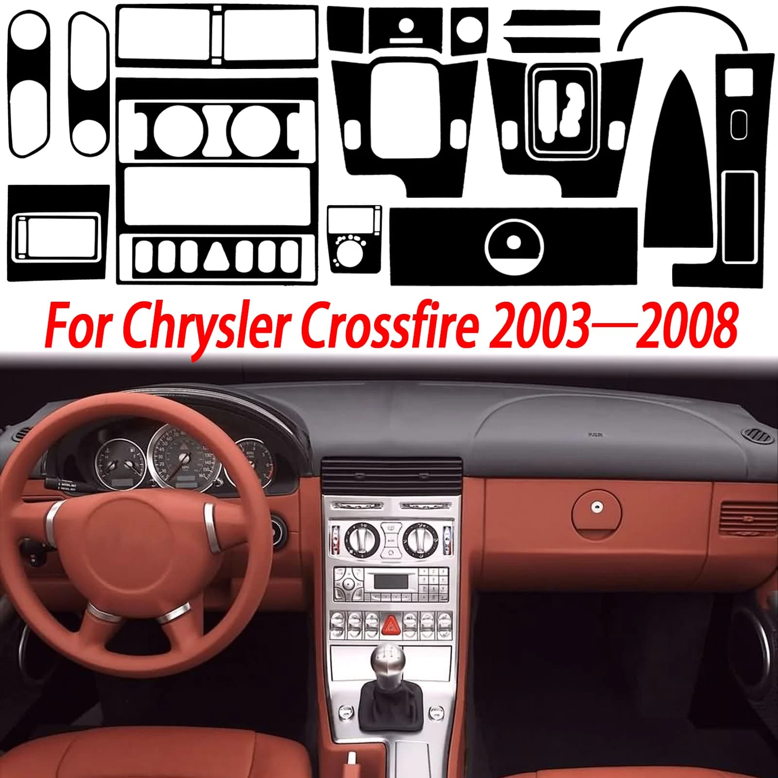 For Chrysler Crossfire 2003-2008 Indoor Carbon Fiber Car Accessories Central console Current socket Air Vent Frame Wall decal