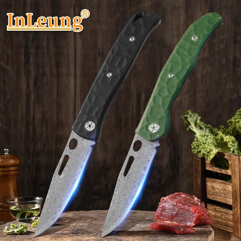 Damascus Steel Kitchen Knive Sharp Folding Paring Knife Cleaver Meat Slicing Fruit Boning Knife BBQ Chef Knife Kitchen Utensils