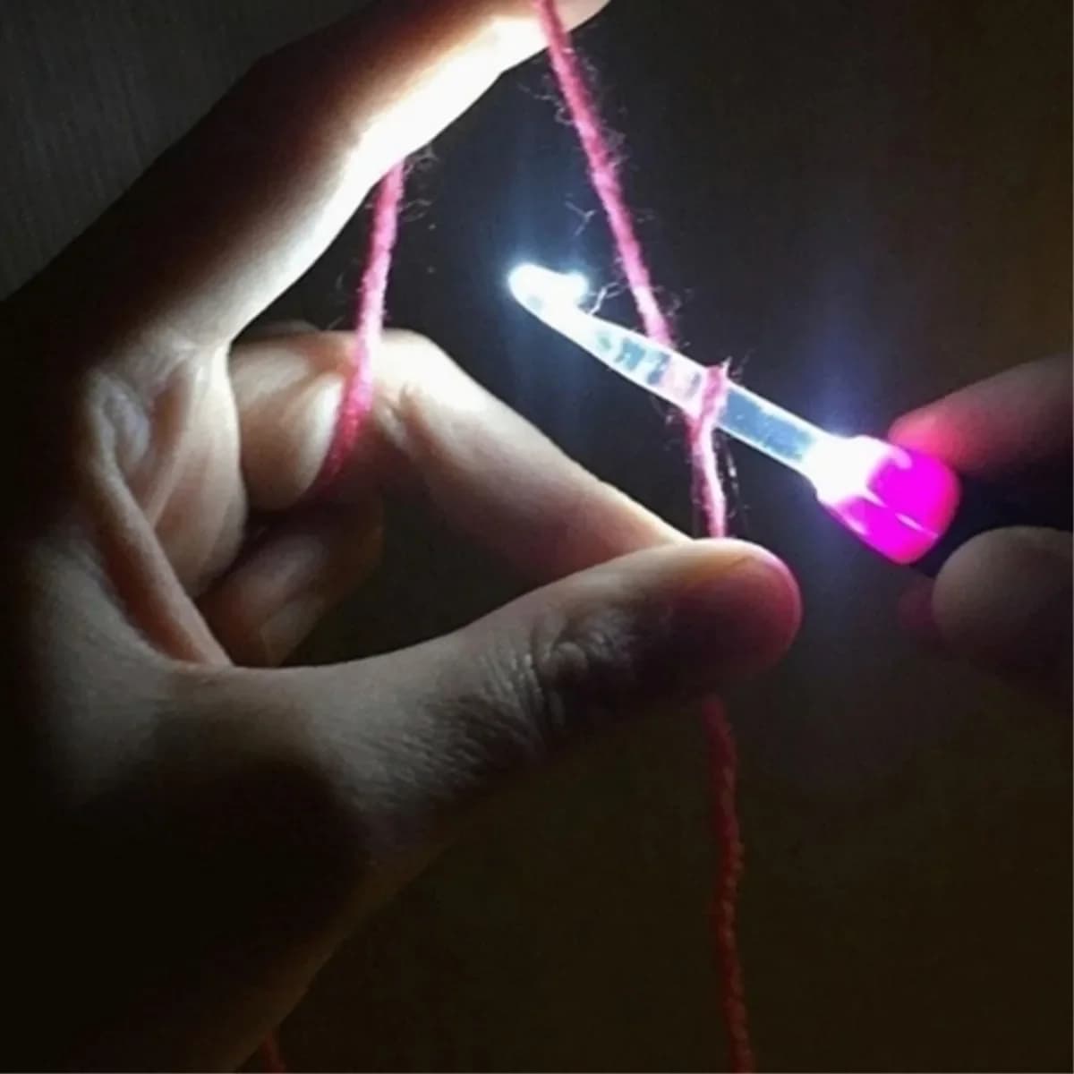11 In 1 Useful USB LED Light Up Crochet Hooks Kit Purple Knitting Needles Set Sewing Tools Weave Tool Kit Sewing Accessories