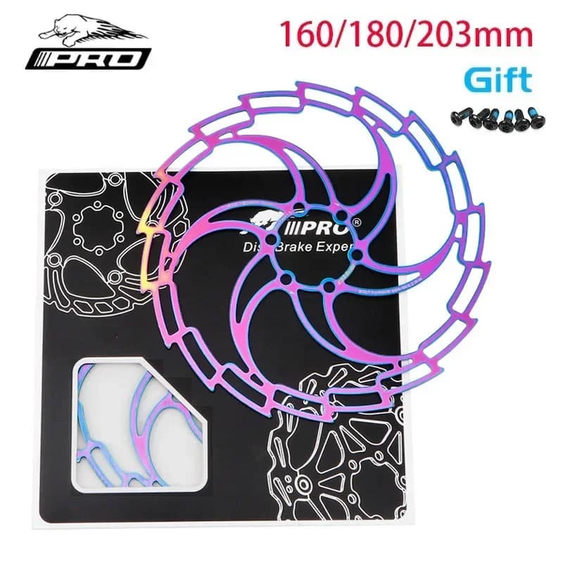 Disco freno per bicicletta Sei chiodi Pastiglie ciclismo Acciaio inossidabile colorato 160 180mm 203mm MTB Mountain Road Bike Freni Rotori Parti