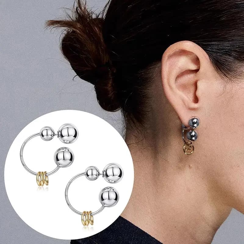 Women Temperament Hoop Earrings Unique Round Bead Ball Dangle Earring Stylish Accessories for Travel