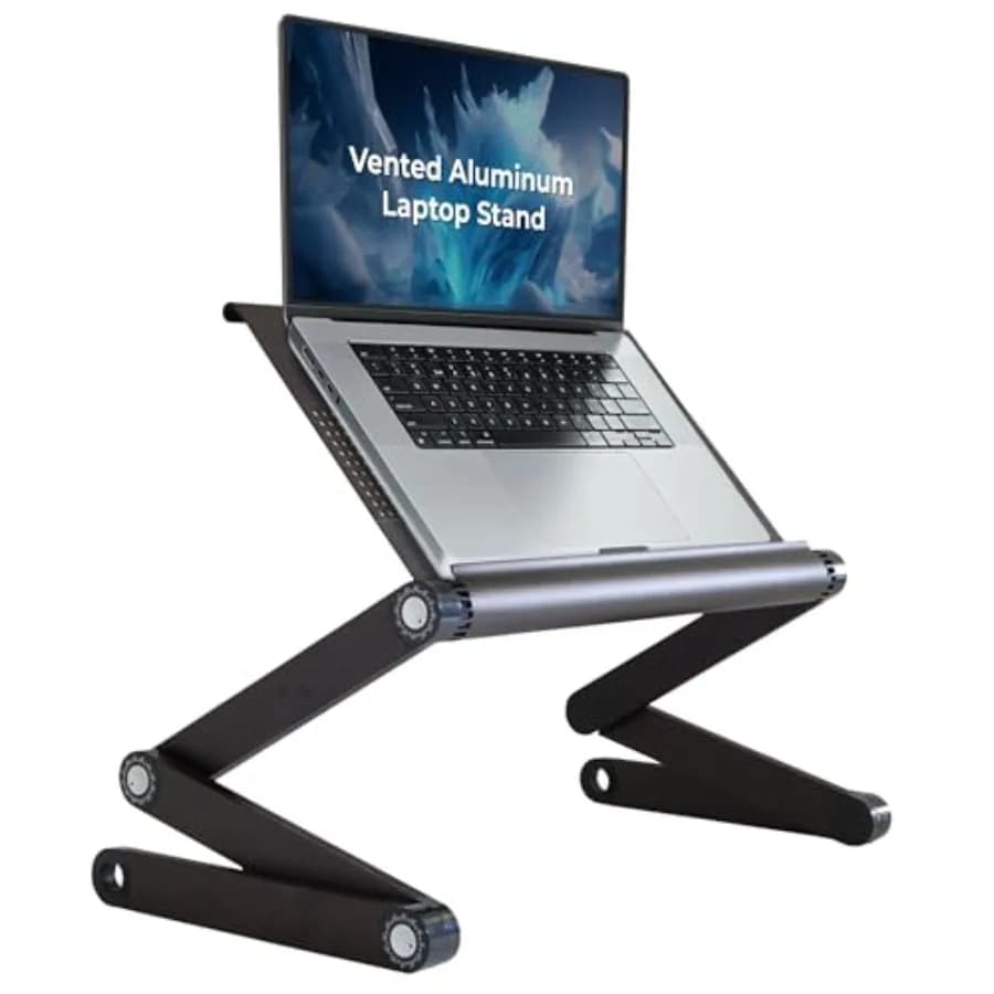 Supporto per Laptop Regolabile WorkEZ Executive, Pieghevole in Alluminio con Raffreddamento, Altezza Regolabile per Notebook e Computer