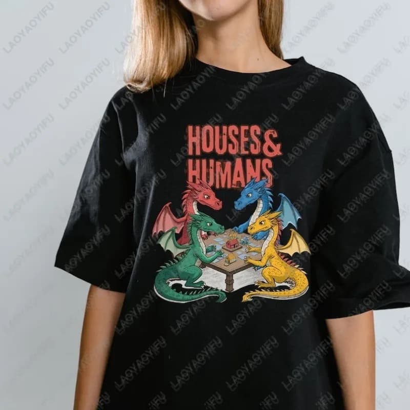 Houses and Humans Dragon Master Dungeon Meme DnD Tshirt Dice Boardgame Player Print Tees Men Women Cotton Breathable Adult Tops