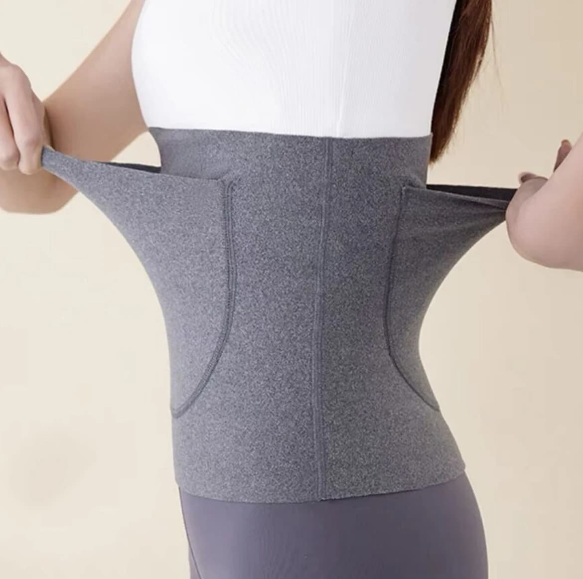 Cintura da donna in tessuto DEvelvet da 1 pezzo con due tasche, cintura di supporto traspirante, mantiene il tuo stomaco caldo e protegge lo stomaco