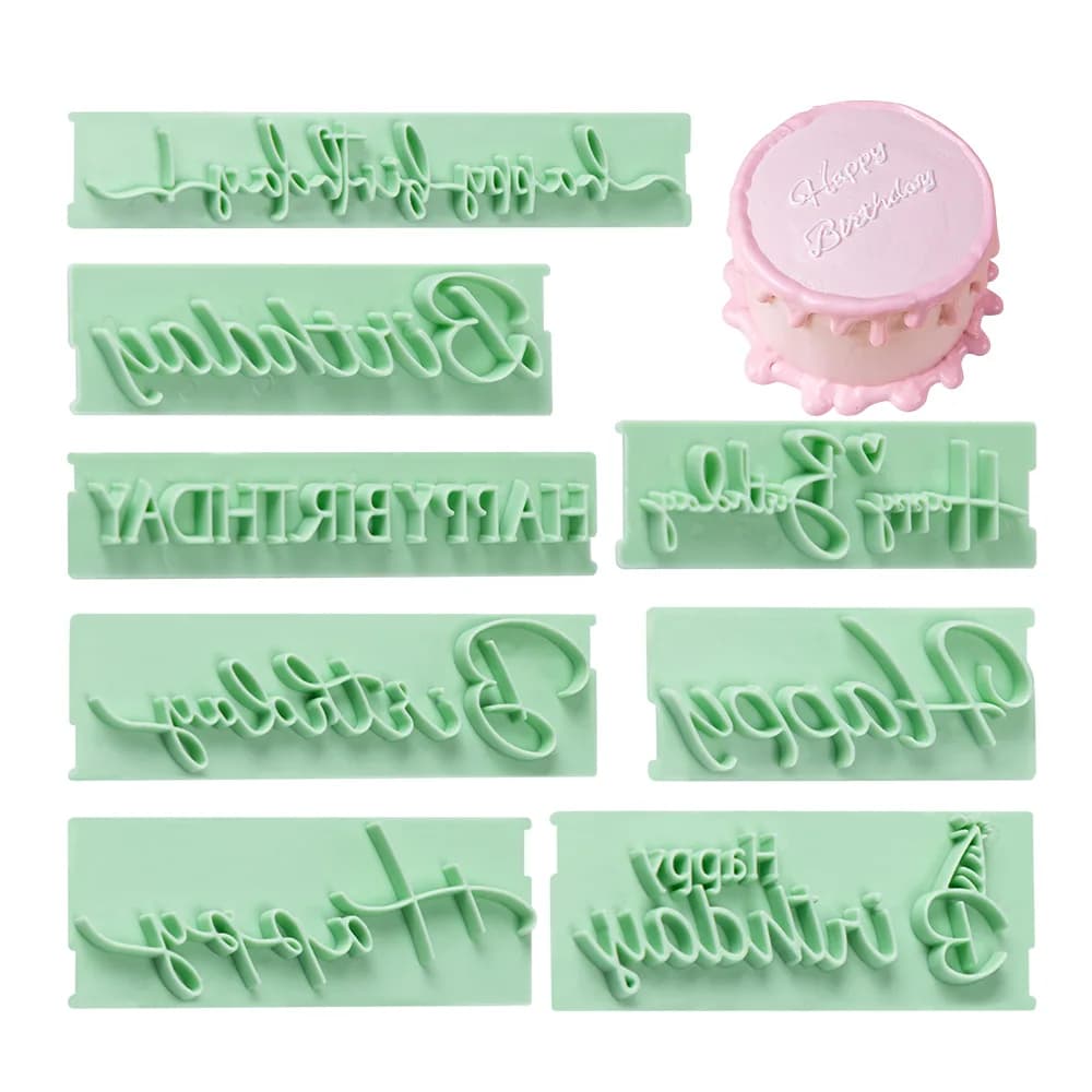 8 pezzi set di frese per i migliori auguri stampa a mano fai da te lettere timbro decorazione torta di buon compleanno benedizioni stampo per stampa