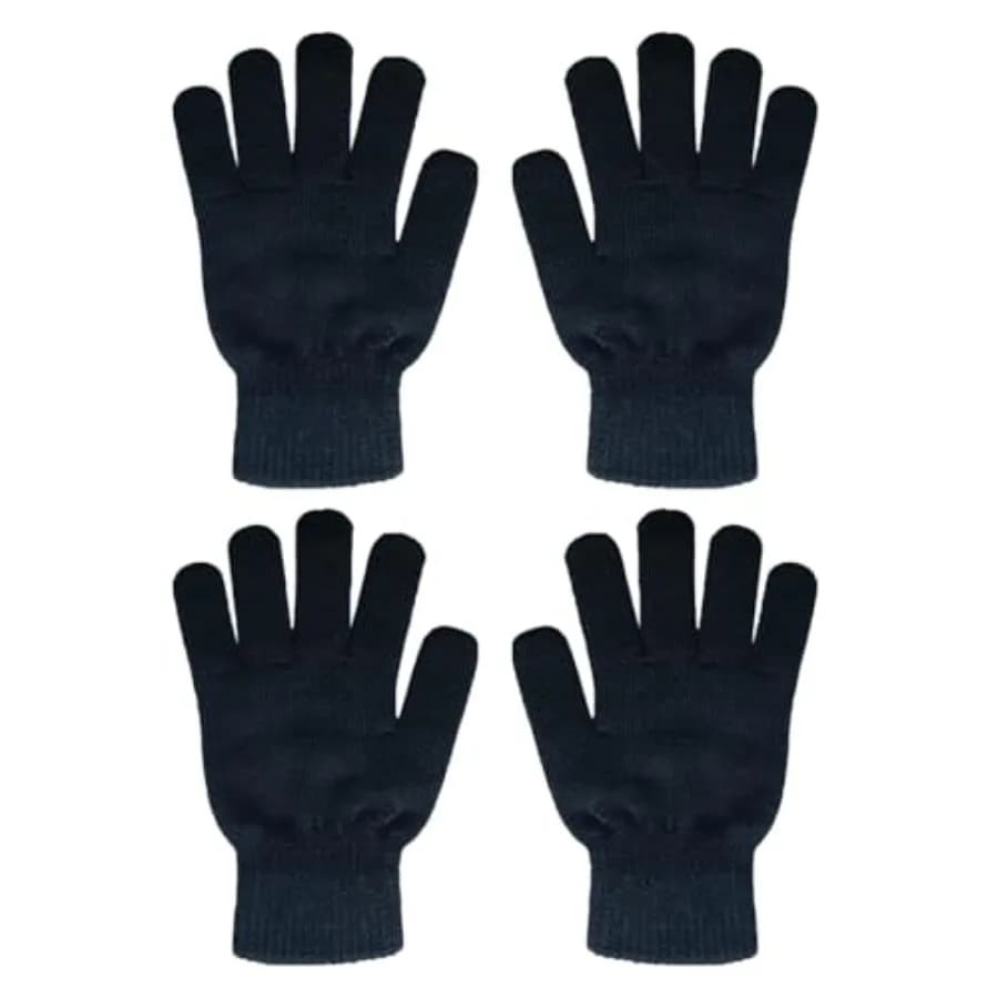 Winter Warm Knit Gloves for Women Teens Stretchy Full Finger Gloves for Running Driving Hiking 2 Pairs